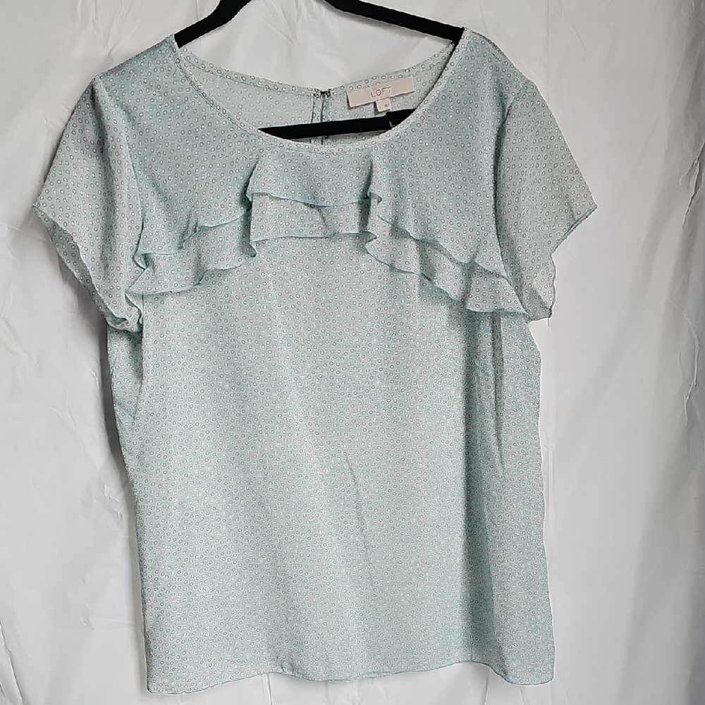 LOFT Soft Blue Ruffle Blouse